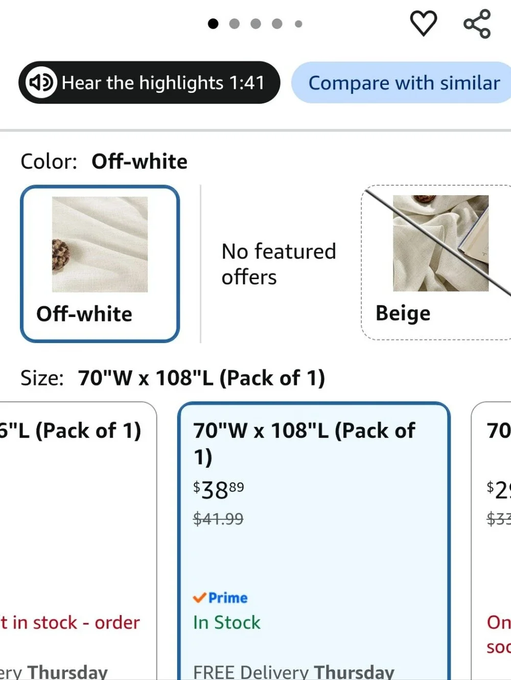Source Unknown Off-White Curtain Panel - Neutral Drapery